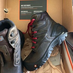 Merrell Dark Brown Hiking Boots with Red Laces